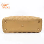 Dior Large Lady Dior Cannage Lambskin Beige Gold Hardware Rank AB
