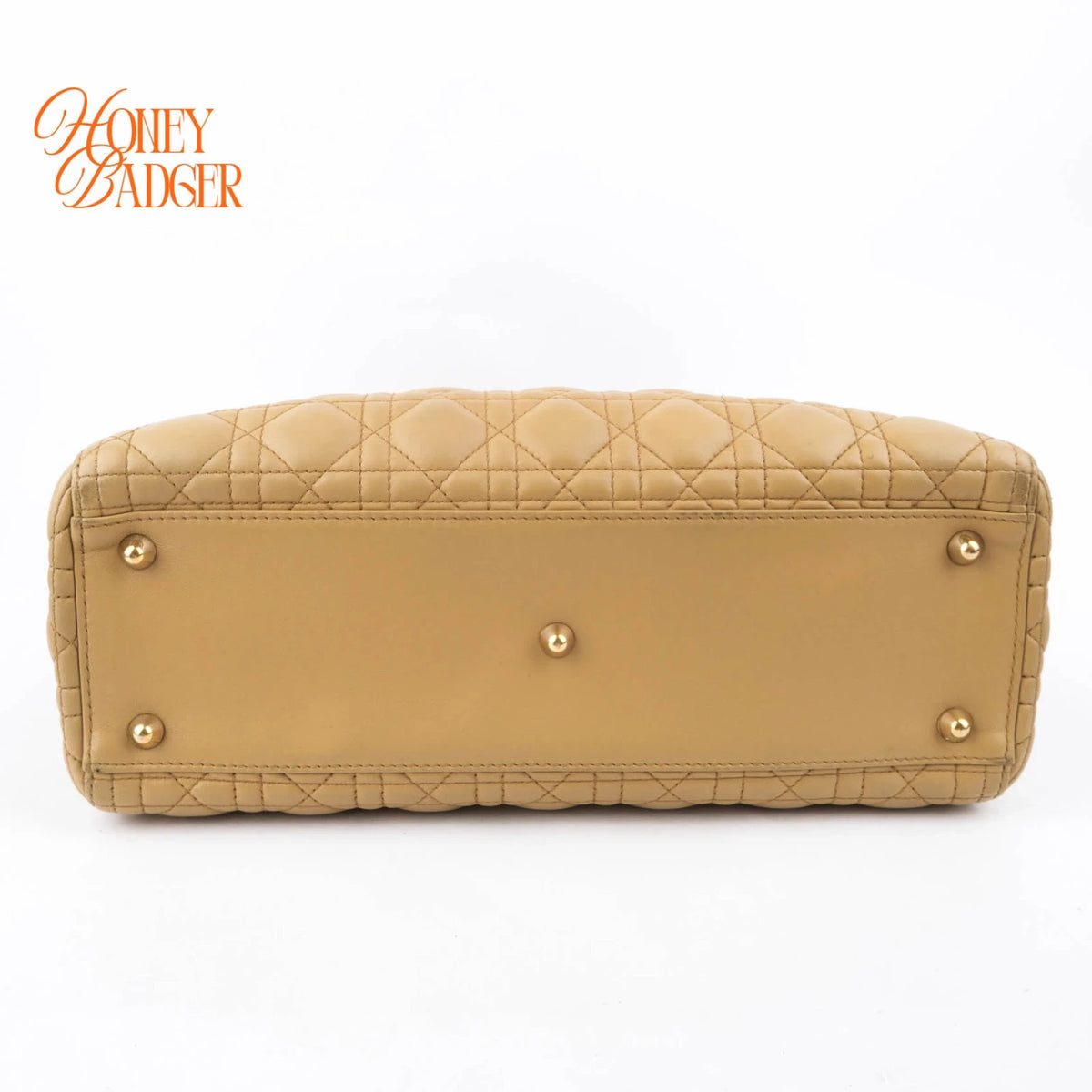 Dior Large Lady Dior Cannage Lambskin Beige Gold Hardware Rank AB