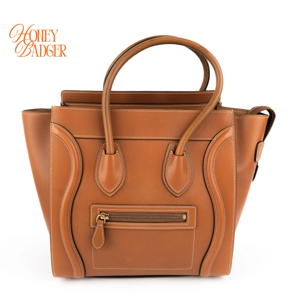 Celine Luggage Micro Smooth Calfskin Brown Gold Hardware Rank B