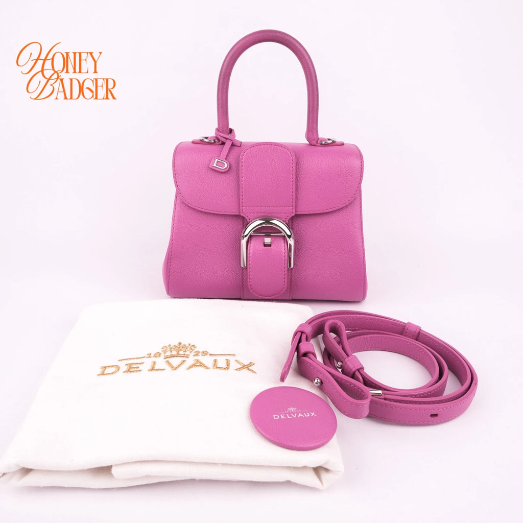 Delvaux Brillant Mini Grained Leather Pink Rank A
