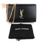 Saint Laurent Kate Medium Grain de Poudre Embossed Leather Black Light Bronze Hardware Rank A