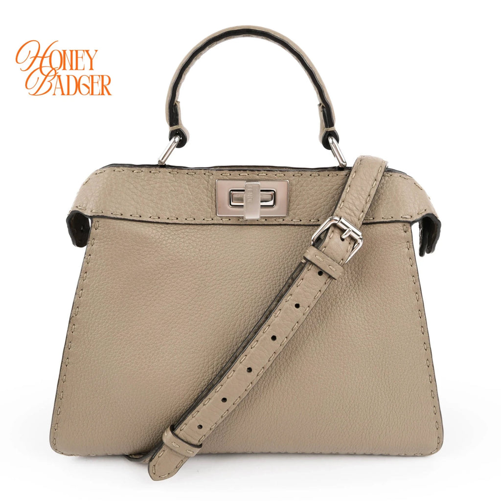 Fendi Peekaboo Small Beige Leather Grade A