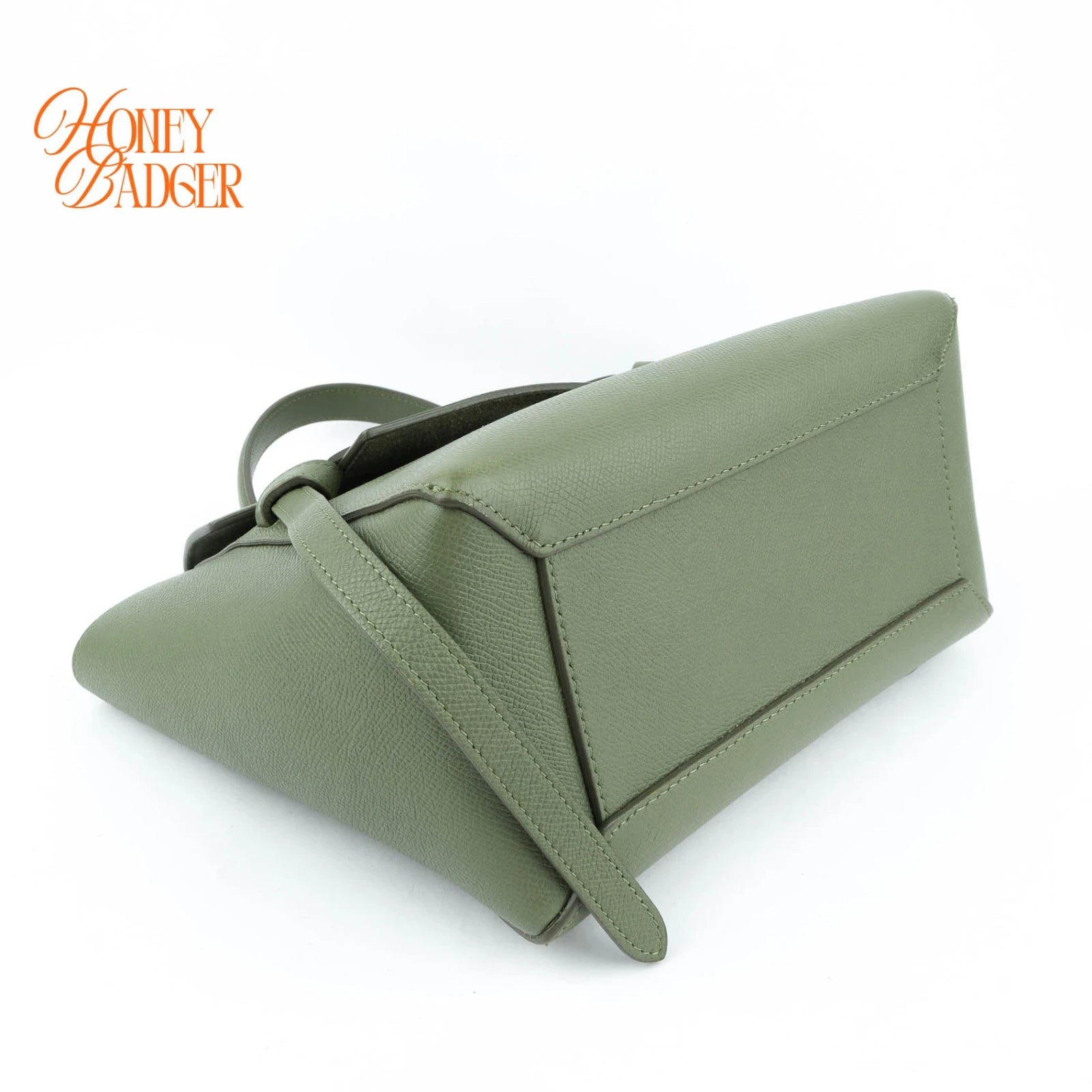 Celine Belt Bag Medium Grained Calfskin Green Gold Hardware Rank A