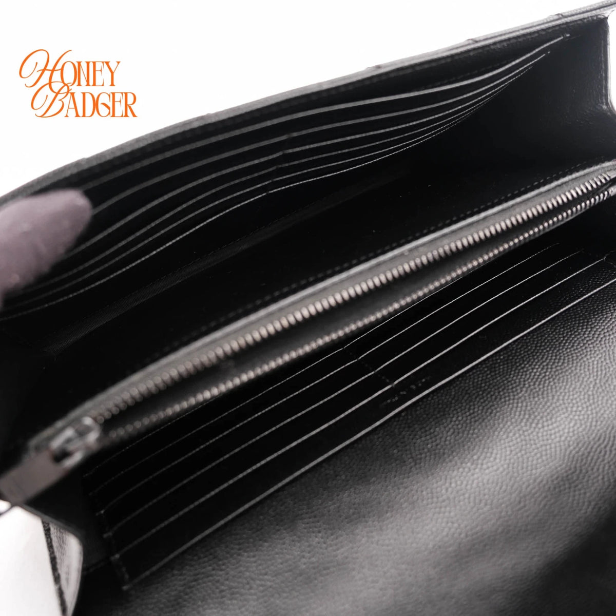 Saint Laurent Classic Cassandre Chain Wallet Grain de Poudre Leather Black Matte Black Hardware Rank A