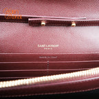 Saint Laurent Envelope Large Chain Wallet Caviar Leather Bordeaux Gold Hardware Rank A