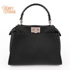 Fendi Peekaboo Mini Selleria Grained Leather Black Rank A