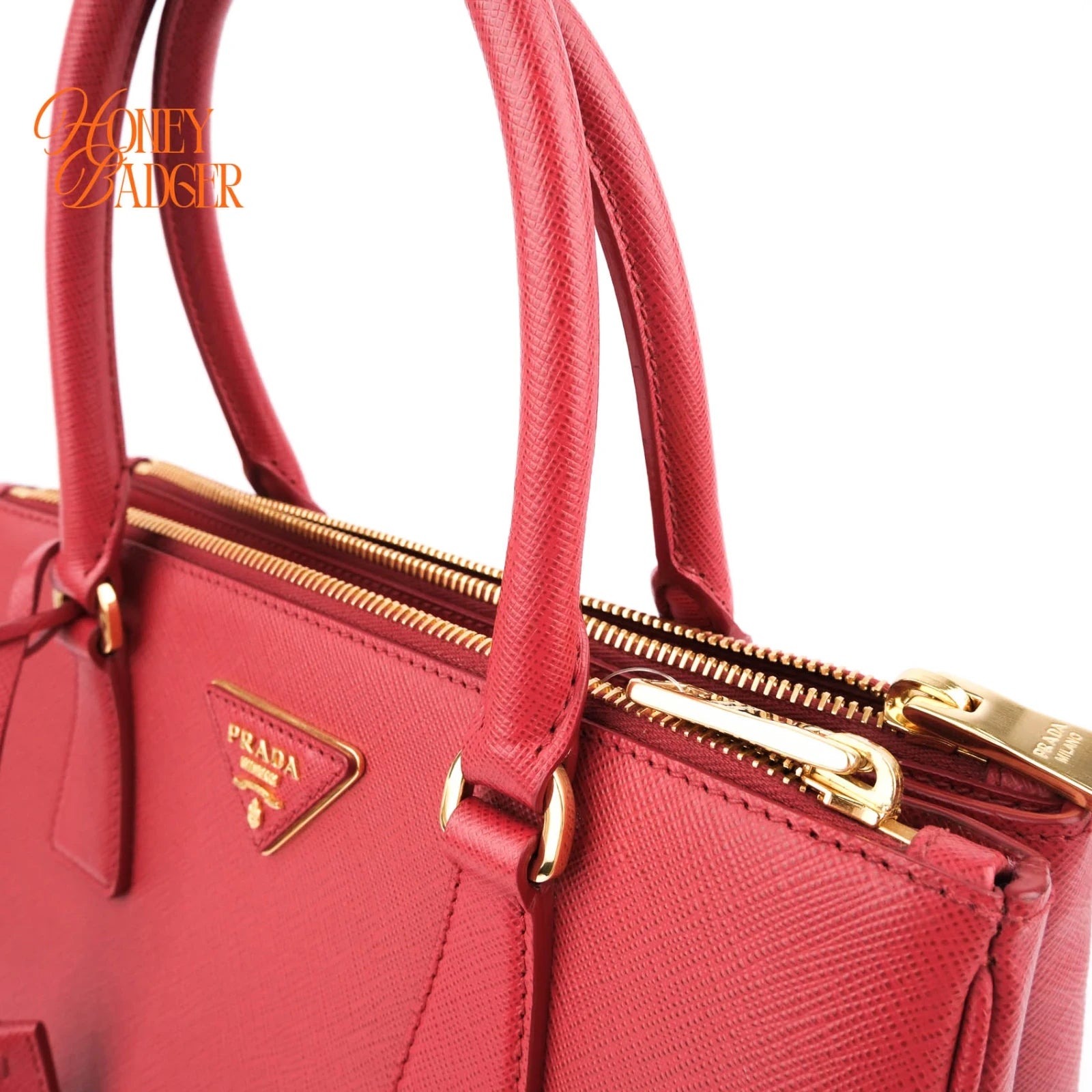 Prada Saffiano Lux Leather 2Way Handbag Red Rank A