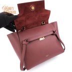 Celine Micro Belt Bag Grained Calfskin Burgundy Gold Hardware Rank A