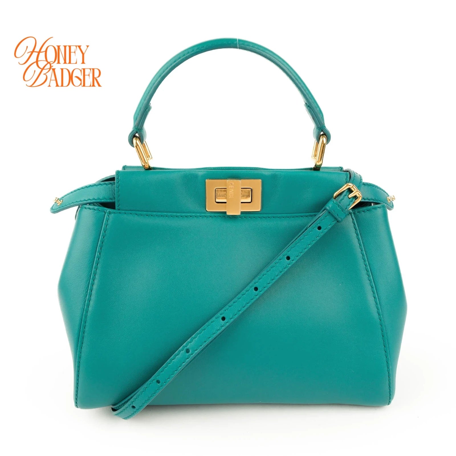Fendi Peekaboo Iconic Mini Blue Leather 2WAY Shoulder Bag 8BN244