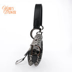 Dior Saddle Bag Trotter Canvas Black/Gray Rank A