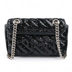 Gucci GG Marmont Medium Sequin Chain Shoulder Bag Black Rank S