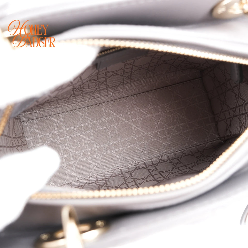 Dior Lady Dior Medium Cannage Lambskin Gray Rank A