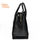Celine Luggage Mini Shopper Leopard Print Canvas Black Calfskin Gold Hardware Rank AB