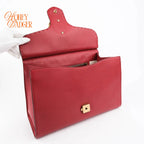 Gucci GG Marmont Small Top Handle Grained Calfskin Red Antique Gold Hardware Rank AB