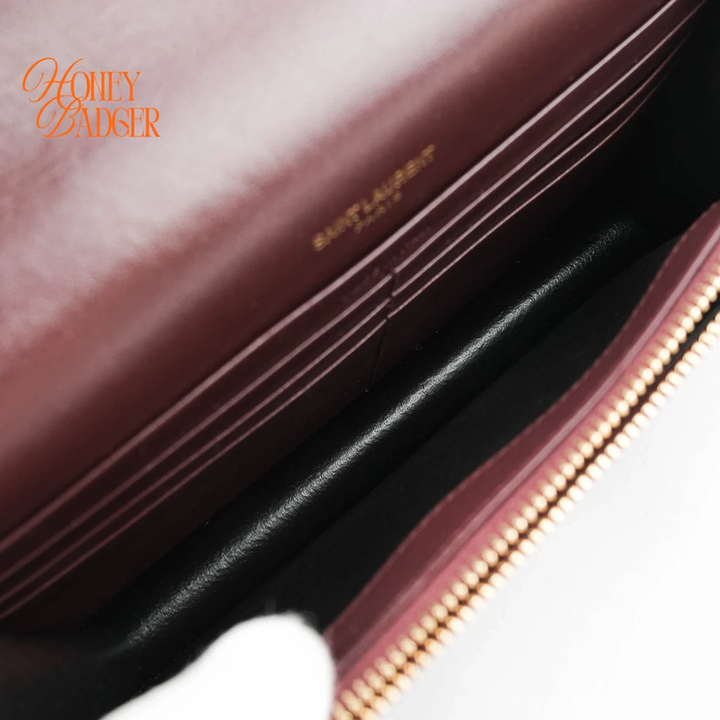 Saint Laurent Paris Kate Small Chain Shoulder Bag Bordeaux Leather Gold Hardware 452159