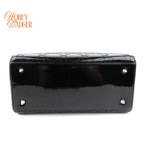 Dior Lady Dior Medium Patent Leather Black Silver Hardware Rank A