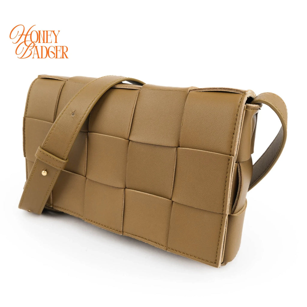 Bottega Veneta Cassette Maxi Intrecciato Leather Shoulder Bag Brown