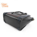 Celine Luggage Nano Black Smooth Leather Multicolor Stitch Rank A