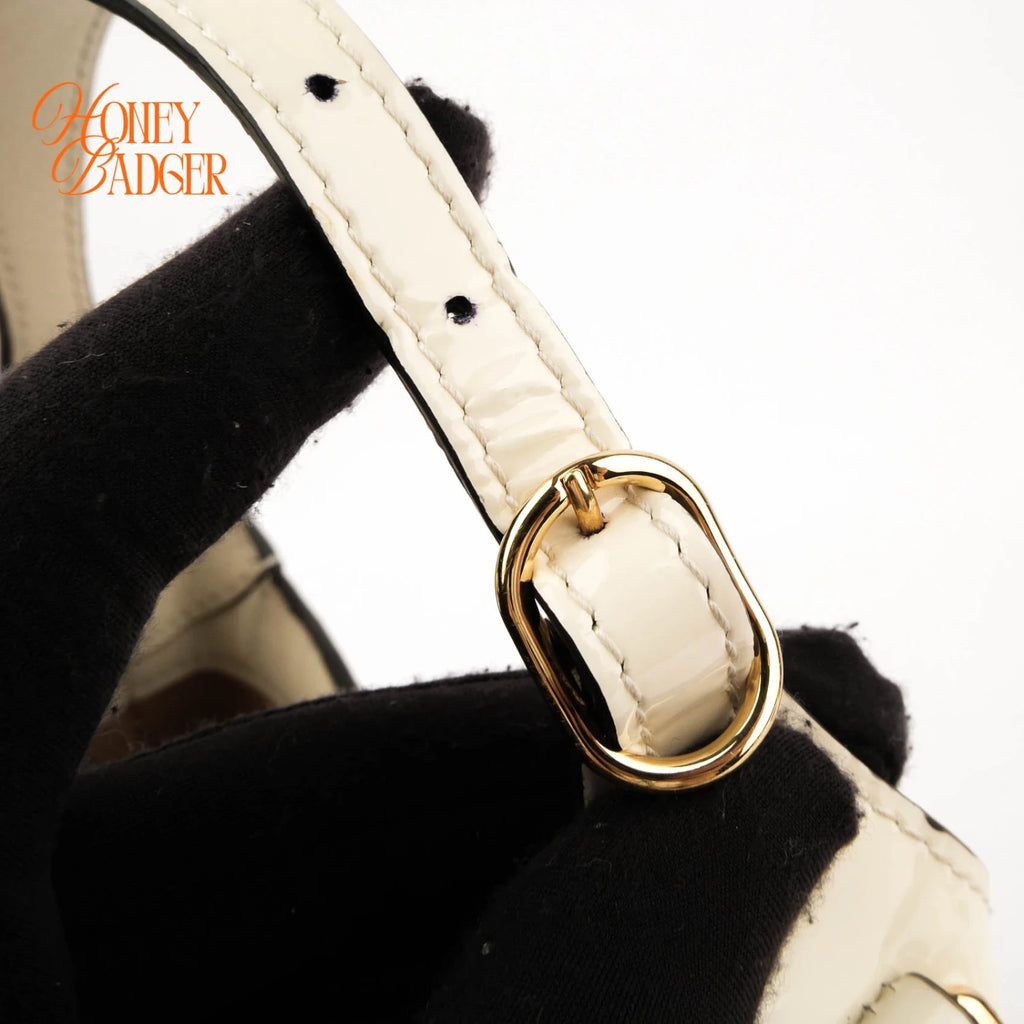 Gucci Jackie 1961 Small Patent Leather White Black Gold Hardware Rank A