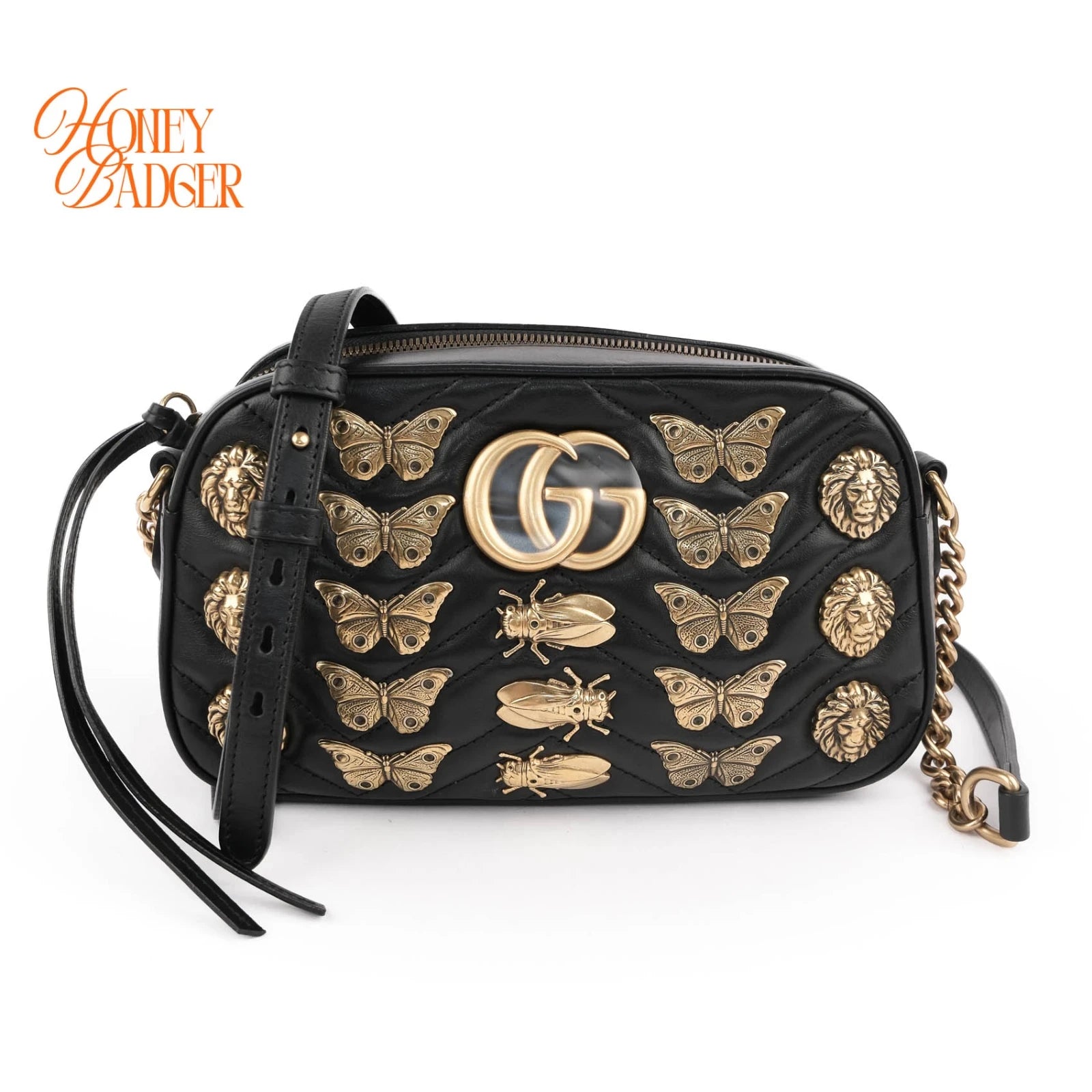 Gucci GG Marmont Small Shoulder Bag Black Leather Gold Hardware 447632