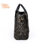 Celine Luggage Nano Tweed Black Leather 2-Way Bag Rank AB