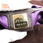 Fendi Baguette Suede Brown Glitter FF Buckle Gold Hardware Rank A