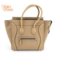 Celine Luggage Mini Beige Grained Calfskin 2Way Bag Rank A