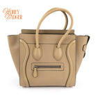 Celine Luggage Mini Beige Grained Calfskin 2Way Bag Rank A