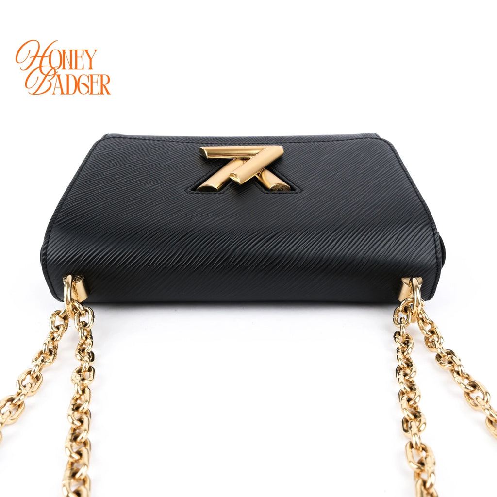Louis Vuitton Twist MM Noir Epi Leather Chain Shoulder Bag Rank AB
