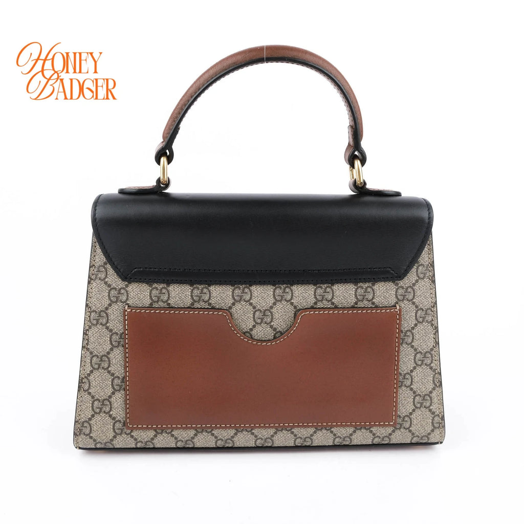Gucci Padlock Top Handle GG Supreme Black 2Way Bag Rank A