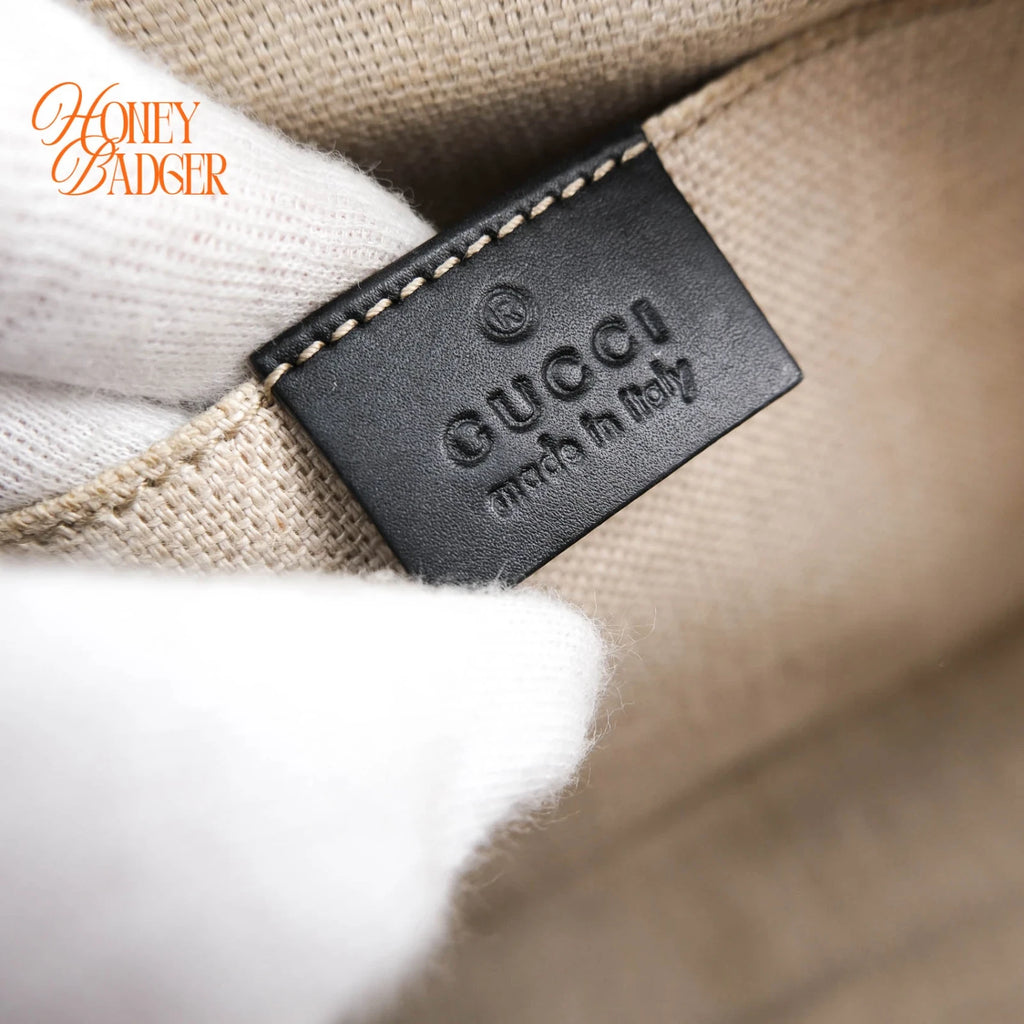 Gucci Bee Web Camera Bag Leather Black Rank A