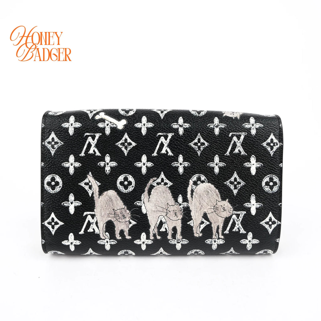 Louis Vuitton Twist Chain Wallet Catogram Monogram Black Rank A
