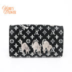Louis Vuitton Twist Chain Wallet Catogram Monogram Black Rank A