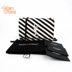 Saint Laurent Kate Small Striped Fabric Black/White Rank A