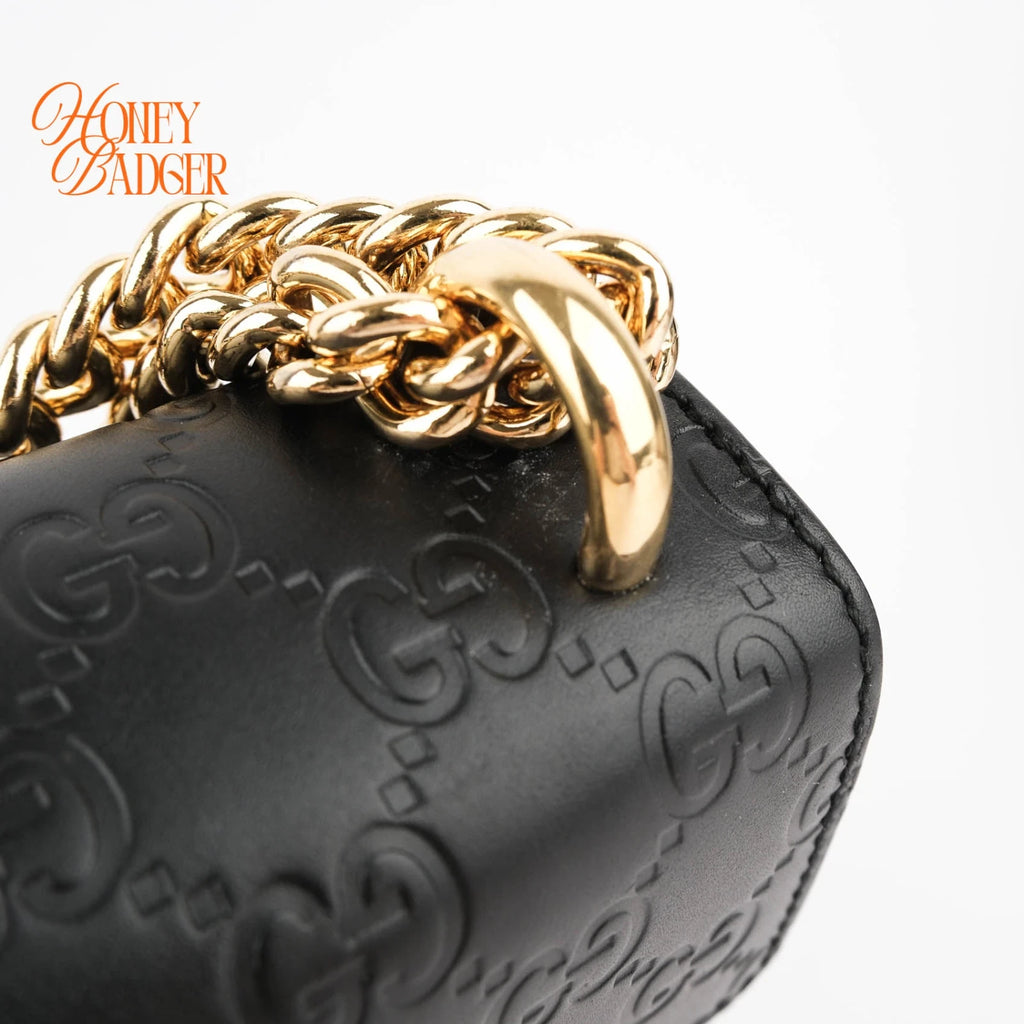 Gucci Padlock GG Signature Black Chain Bag Rank A