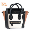 Celine Luggage Nano Leather Tricolor Black White Brown Rank A