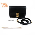 Celine Classic Box Medium Leather Black Gold Hardware Rank A