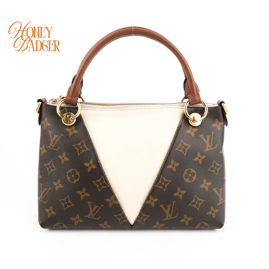 Louis Vuitton V Tote BB Monogram Brown 2Way Handbag K1740 Rank A
