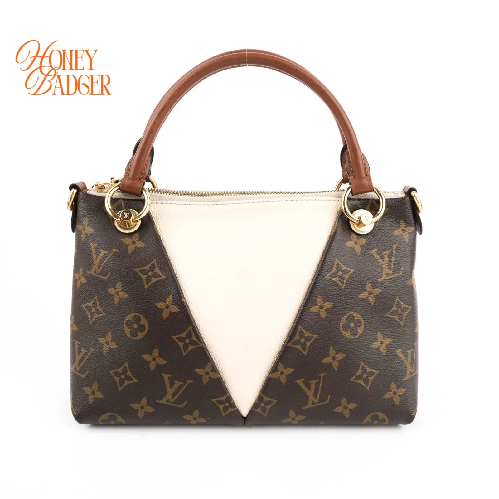 Louis Vuitton V Tote BB Monogram Brown 2Way Handbag K1740 Rank A