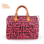 Louis Vuitton Speedy 30 Monogram Graffiti Canvas Pink Rank A