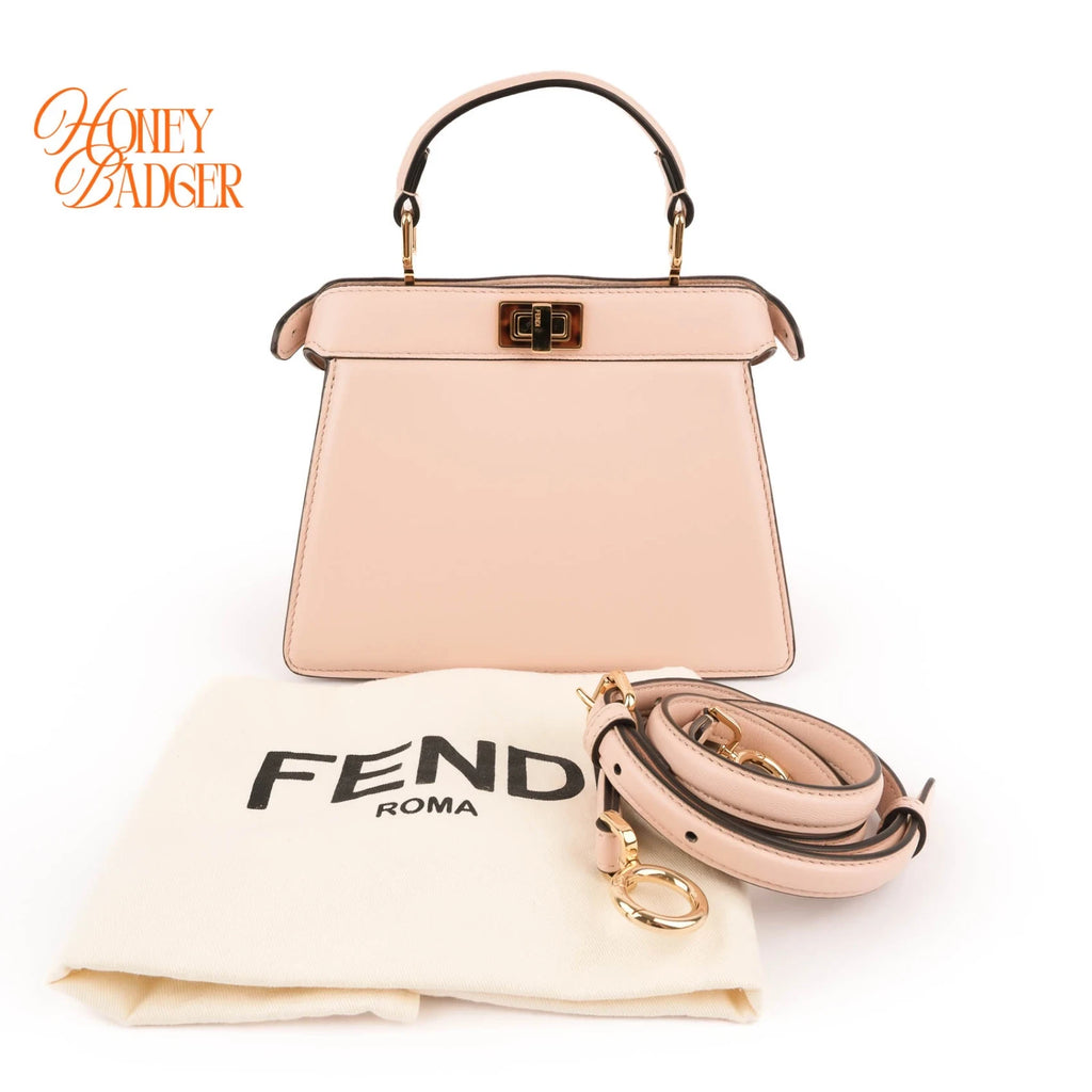 Fendi Peekaboo ISeeU Petite Handbag Pink Leather 2WAY Bag 8BN335