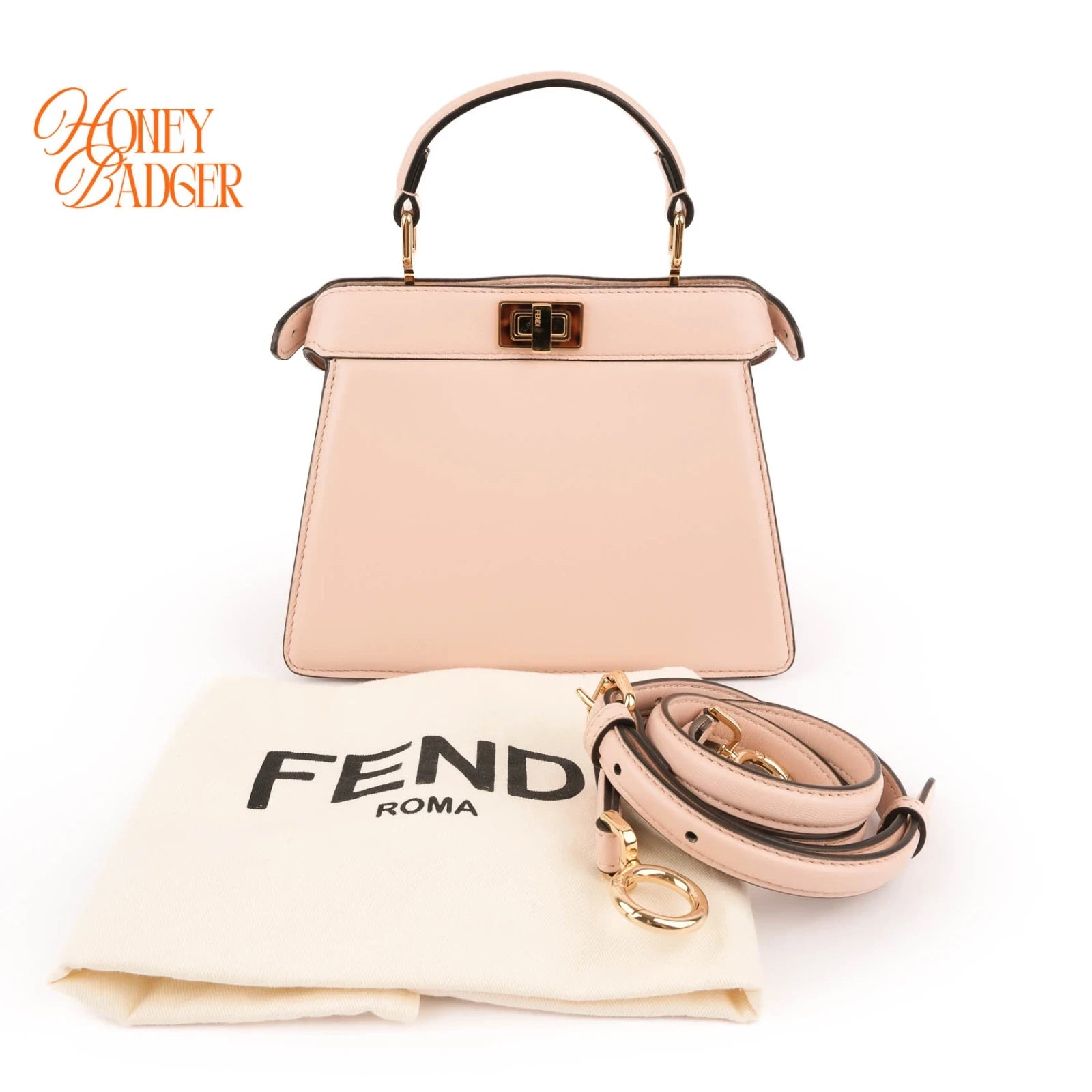 Fendi Peekaboo ISeeU Petite Handbag Pink Leather 2WAY Bag 8BN335