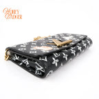 Louis Vuitton Twist Chain Wallet Catogram Monogram Black Rank A