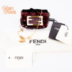 Fendi Nano Baguette Charm Embellished Sequins Granata Maxi FF Buckle Gold Hardware Rank S