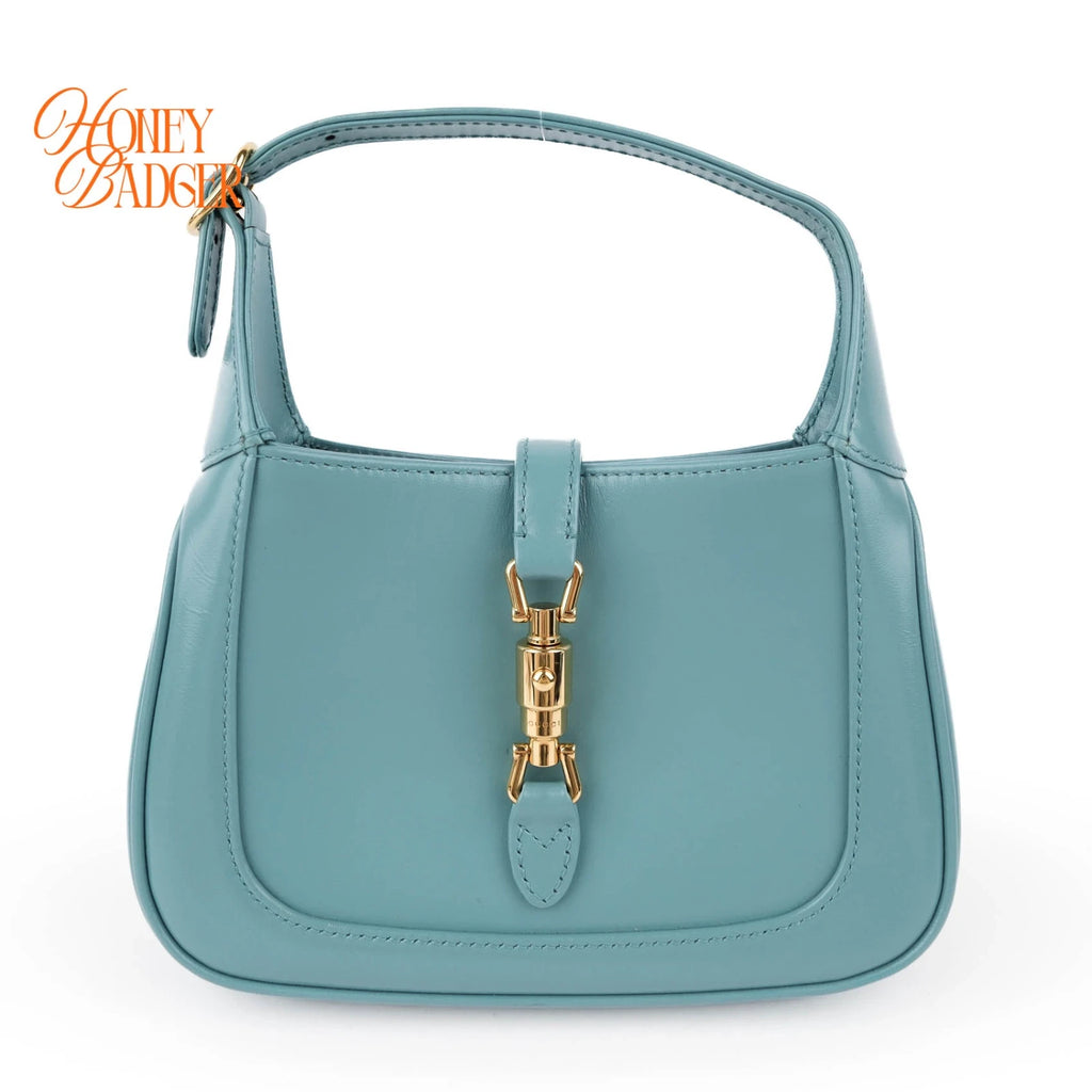Gucci Jackie 1961 Mini Shoulder Bag Light Blue Leather Gold Hardware 2WAY Bag