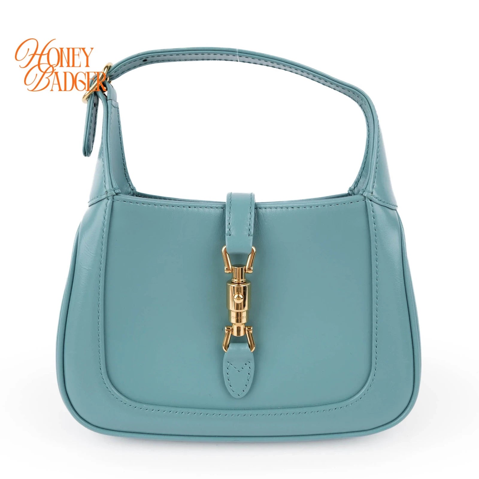 Gucci Jackie 1961 Mini Shoulder Bag Light Blue Leather Gold Hardware 2WAY Bag
