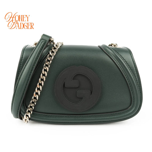 Gucci Blondie Small Chain Shoulder Bag Forest Green Leather Gold Hardware