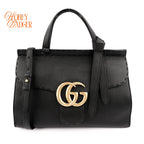 Gucci GG Marmont Top Handle Leather Black Rank A