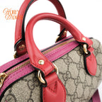 Gucci GG Supreme Mini 2Way Shoulder Bag Beige Red Gold Hardware Rank AB