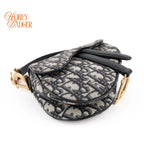 Dior Saddle Small Oblique Jacquard Blue Gold Hardware Rank A
